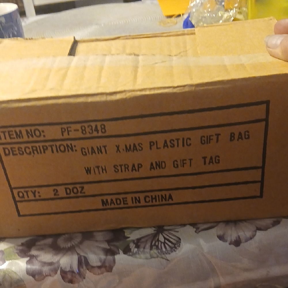 Giant Christmas Plastic Gift Bag with Strap and Tag Brand New In Box 24 Each Box